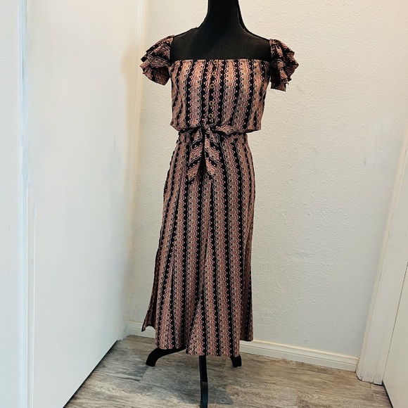 CLEOBELLA 2 pc handmade India maxi dress Blush/brown/black print Orig 328 - Picture 11 of 11